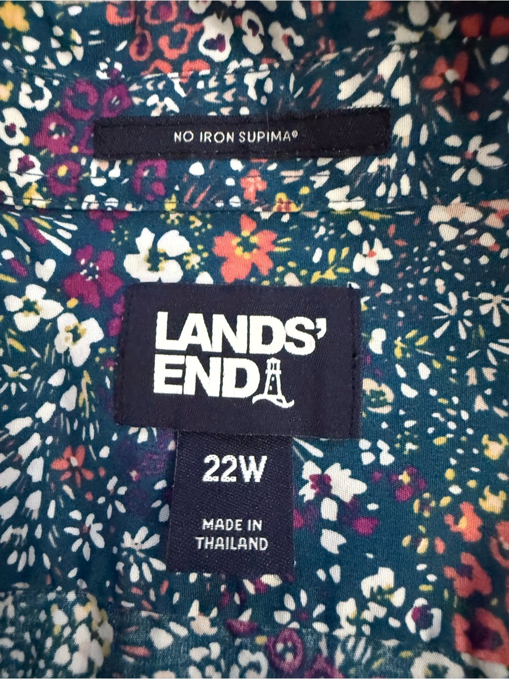 Lands’ End No Iron Supima Cotton Floral Button Front Shirt Plus 22W - Picture 2 of 7